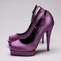 Tom Ford Satin Peep-Toe Platform Pumps Purple Size 39.5