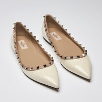 Valentino White Patent Leather Pointed-Toe Flats Size 41