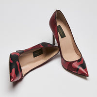 Valentino Red Camouflage Point Toe Heels Size 38.5