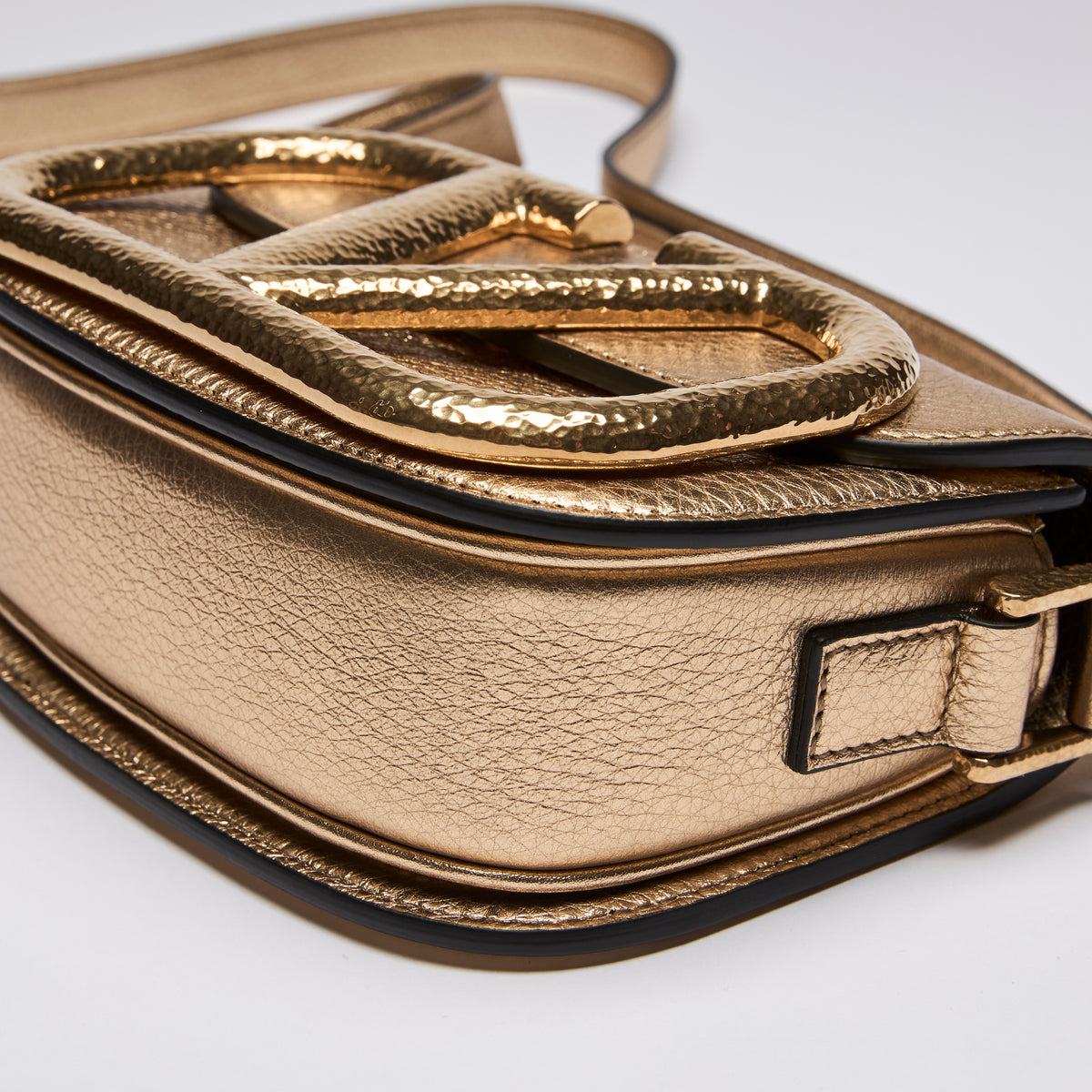 Valentino Garavani Gold Supervee Crossbody Bag (Corner)