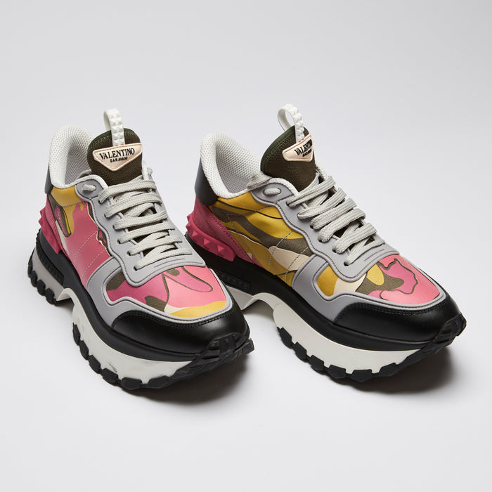 Valentino Pink/Yellow Multicolor Platform Sneakers Size 39 (front)