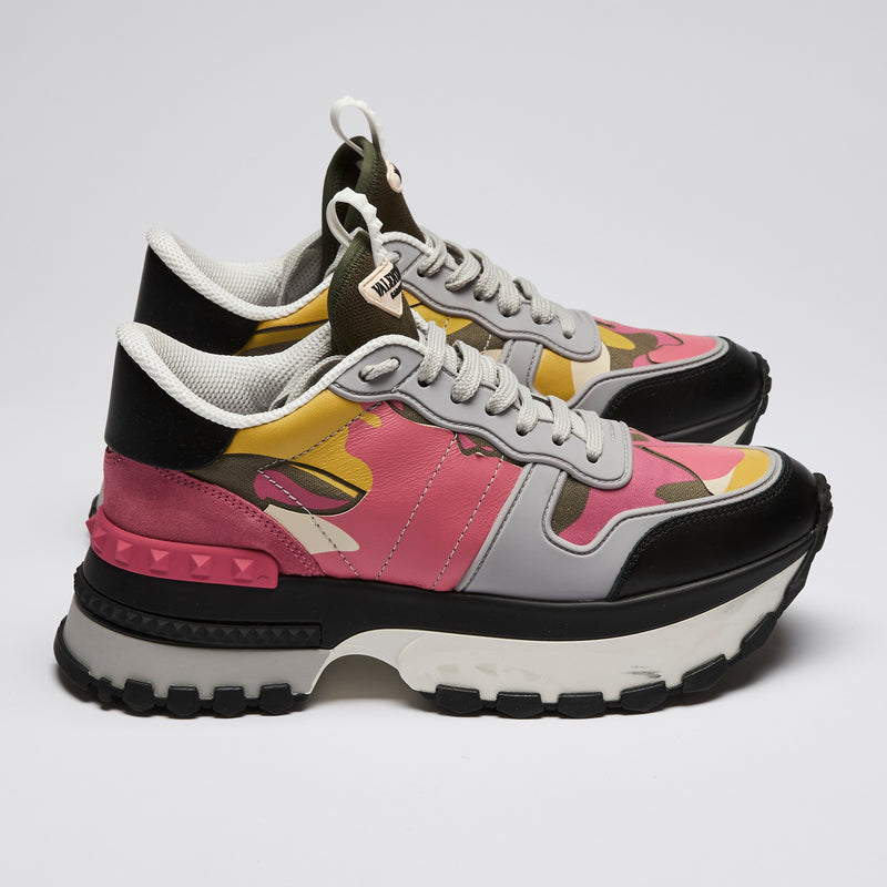 Valentino Pink/Yellow Multicolor Platform Sneakers Size 39 (side)