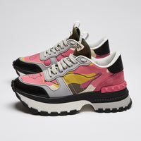 Valentino Pink/Yellow Multicolor Platform Sneakers Size 39 (side)