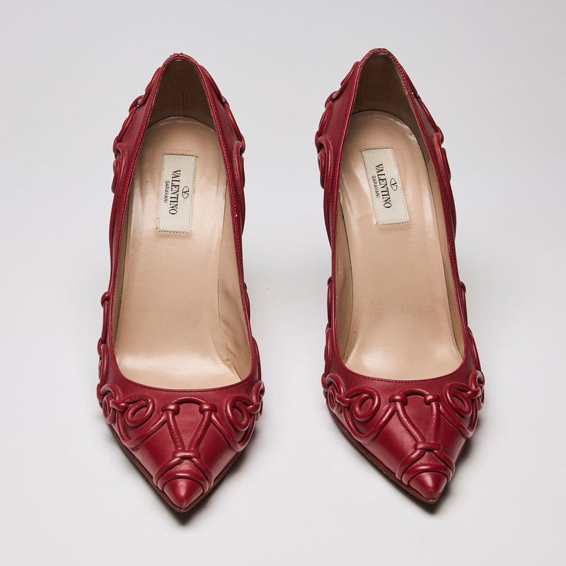 Valentino Garavani Nappa Swirl Pumps Red Size 40.5