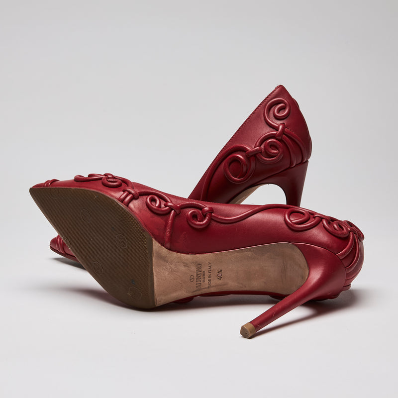 Valentino Garavani Nappa Swirl Pumps Red Size 40.5