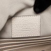 Valentino Garavani Pebbled Calfskin Large Rockstud Envelope Clutch Cream (Label)