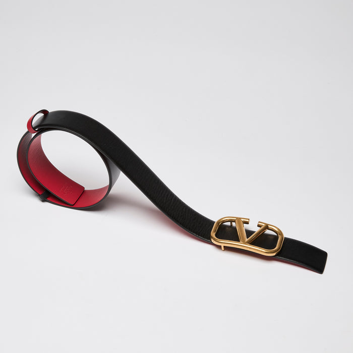 Valentino Garavani Double Sided Black and Red Belt