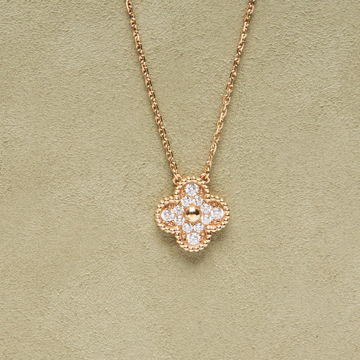VCA Vintage Alhambra Pendant in Gold with Diamonds
