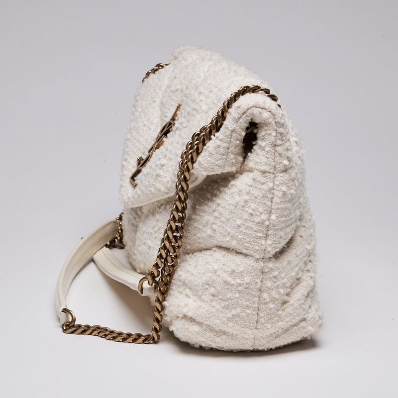 Saint Laurent Boucle Tweed Quilted LouLou Puffer Bag Small