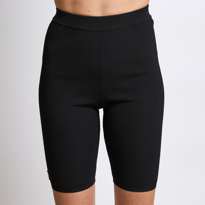 Saint Laurent Ribbed Knit Black Biking Shorts
