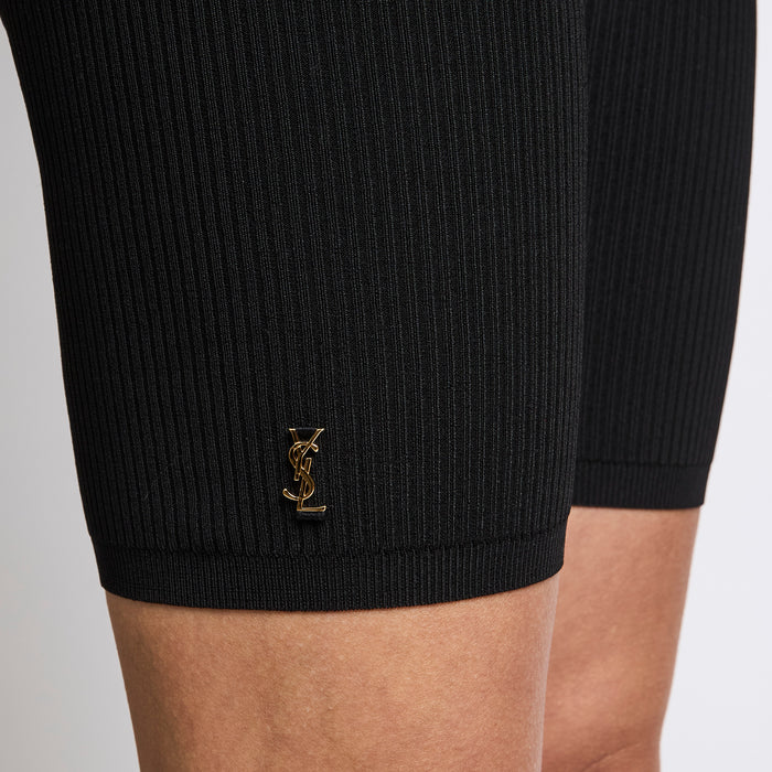 Saint Laurent Ribbed Knit Black Biking Shorts