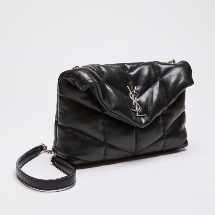 Saint Laurent Quilted Black Lambskin Loulou Chain Bag (Front)