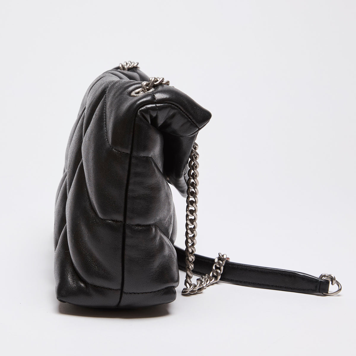 Saint Laurent Quilted Black Lambskin Loulou Chain Bag (Side)