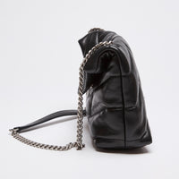 Saint Laurent Quilted Black Lambskin Loulou Chain Bag (Side)