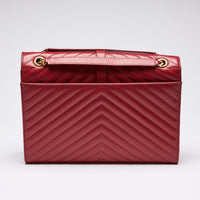 YSL Red Grained Leather Chevron Large Envelope Bag (back)