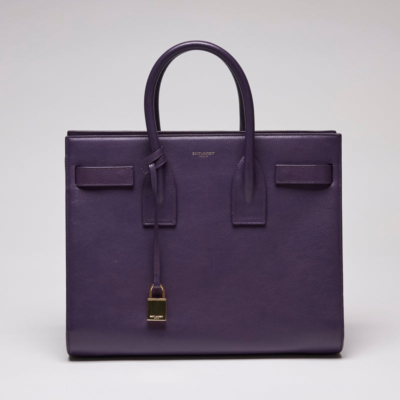 Saint Laurent Calfskin Medium Sac De Jour Purple (Front)