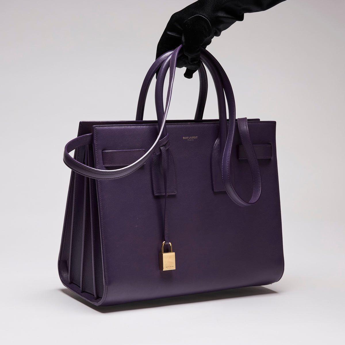 Saint Laurent Calfskin Medium Sac De Jour Purple (Front)