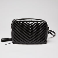 YSL Black Chevron Crossbody Camera Handbag