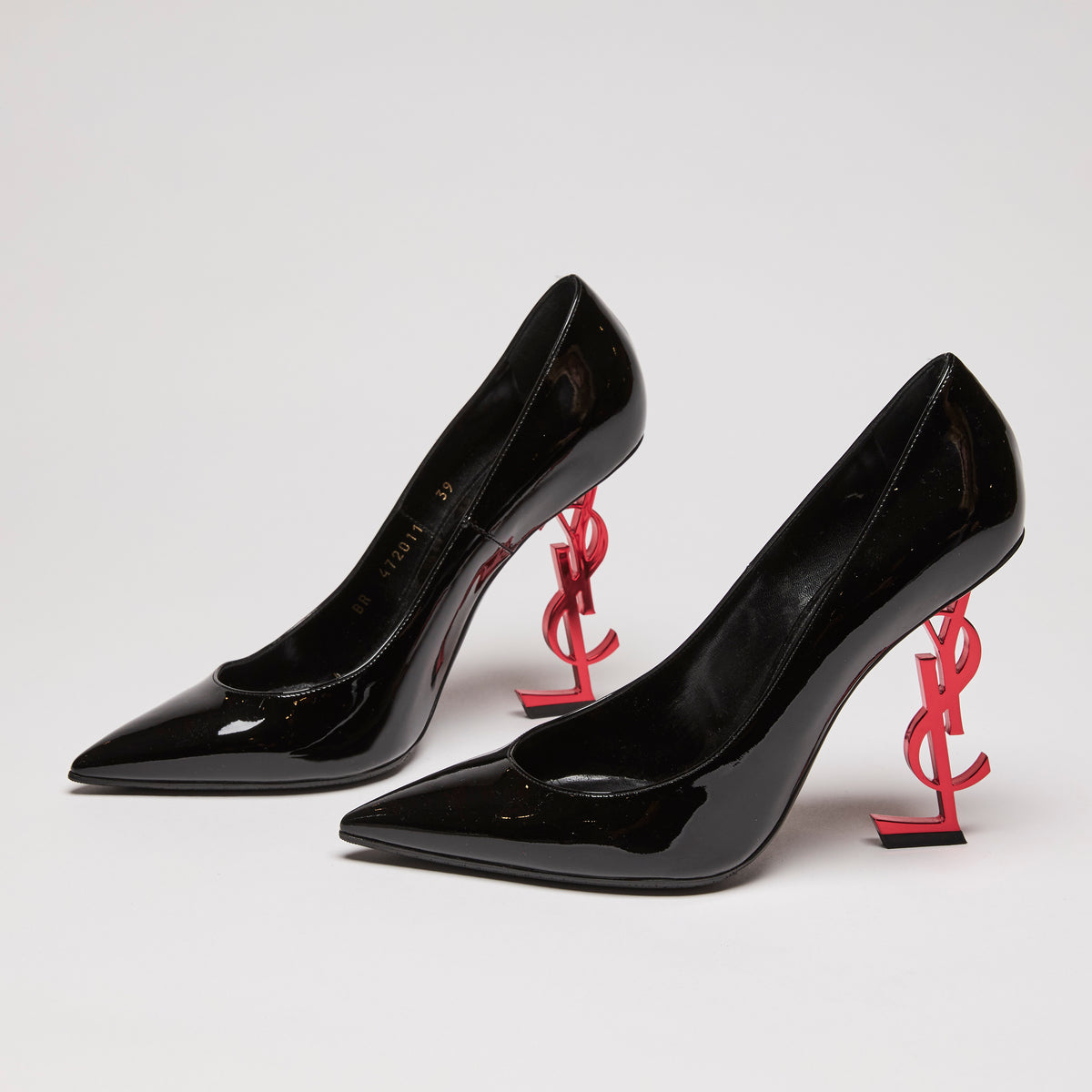 YSL Patent Opyum 100 Pump Heels With Red YSL Heel size 39(side)