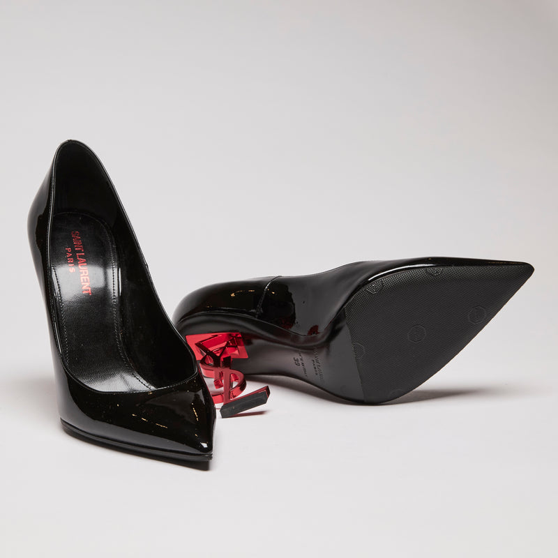 YSL Patent Opyum 100 Pump Heels With Red YSL Heel size 39(bottom)