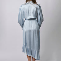 Zimmermann Pale Blue Silk Wrap Midi Dress Size 1